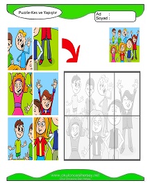 Puzzle Kes Yapıştır Çalışma Sayfaları